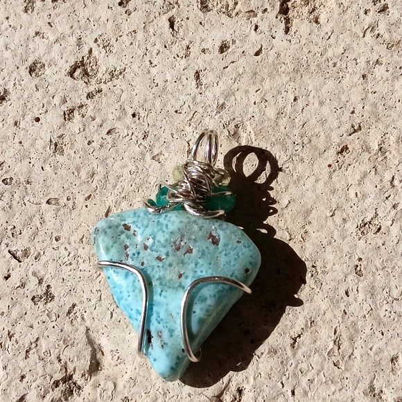 Large Larimar Pendant Sterling Silver Extraordinary Shape - Picture 8 of 15